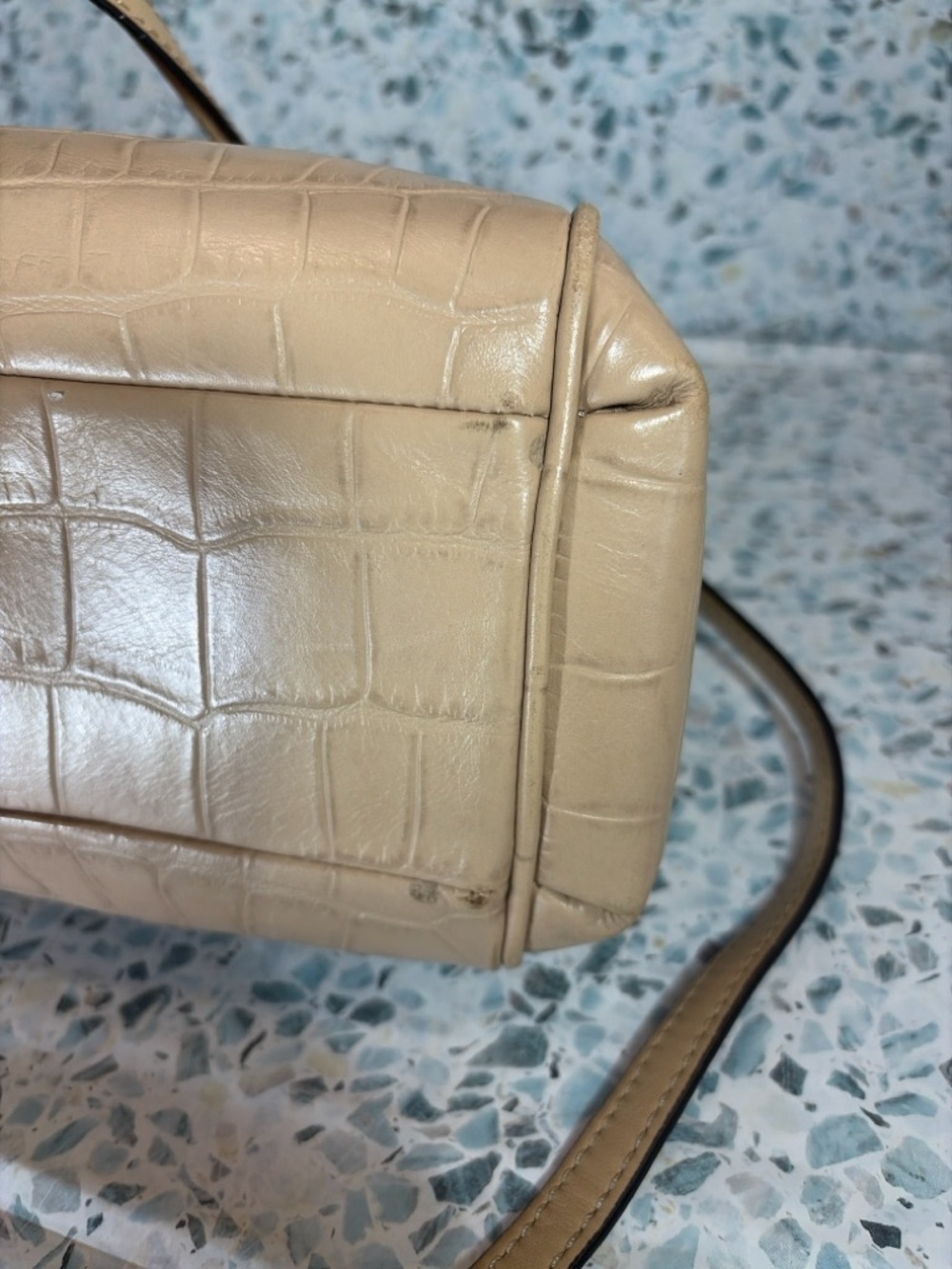 Coach F35231 Beige Croc Embossed Leather Mini Christie Satchel Crossbody - Picture 7 of 9